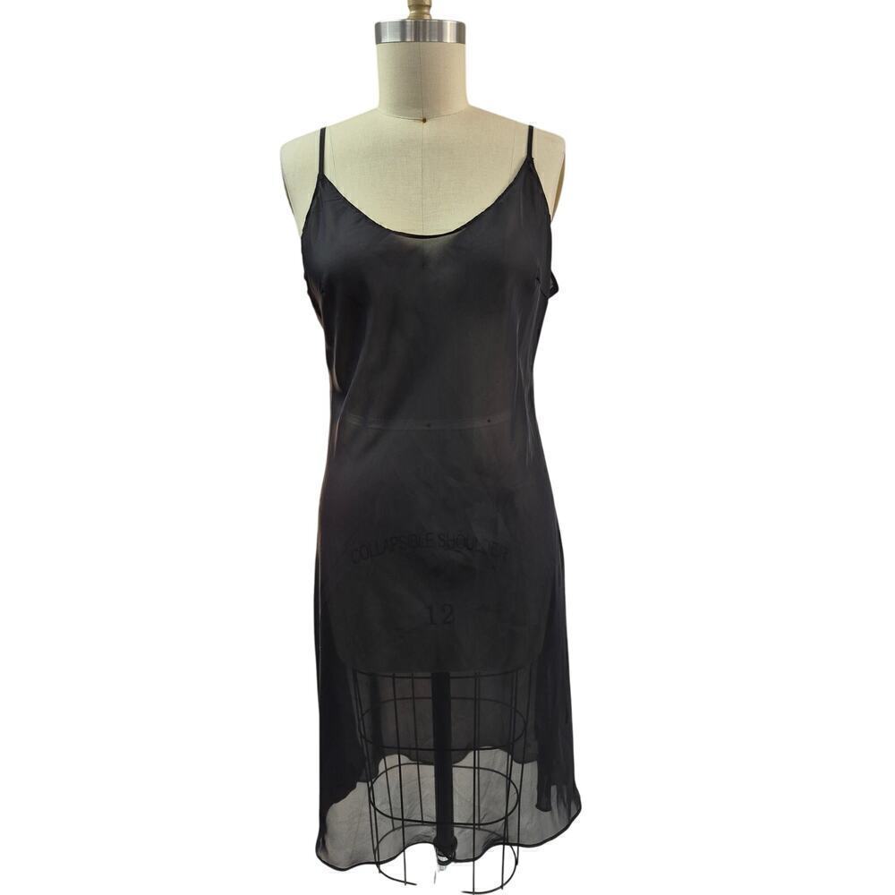 Banana Republic Sheer Full Black Noisy Slip Bias Cut Polyester Sz 12 NWOT